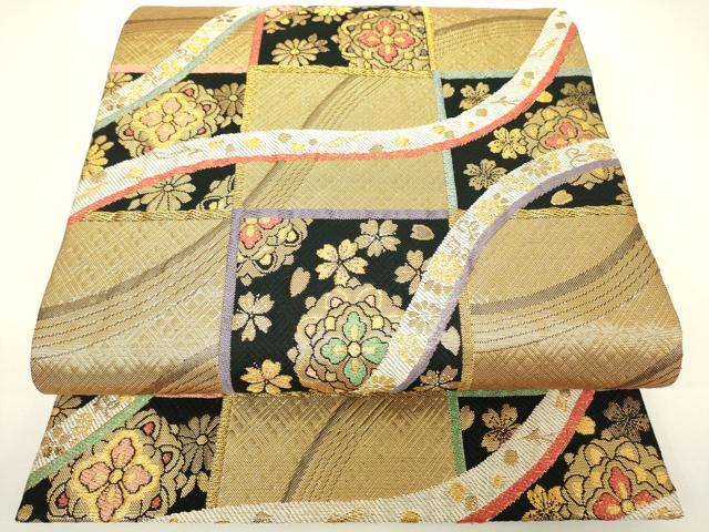 平和屋着物▼六通柄袋帯　夢紀行　金糸　正絹　逸品　DABH6054az