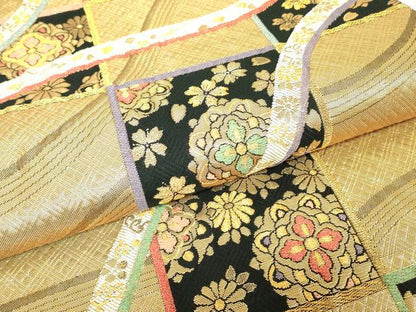 平和屋着物▼六通柄袋帯　夢紀行　金糸　正絹　逸品　DABH6054az