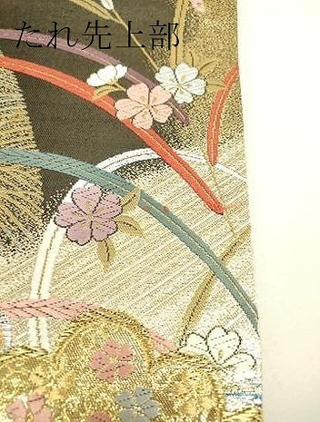 平和屋着物▼六通柄袋帯　唐織　鳳凰牡丹文　金糸　正絹　逸品　DABH6055az