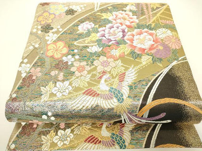 平和屋着物▼六通柄袋帯　唐織　鳳凰牡丹文　金糸　正絹　逸品　DABH6055az
