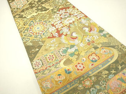 平和屋着物▼六通柄袋帯　吉祥宝物錦　金糸　正絹　逸品　DABH6056az