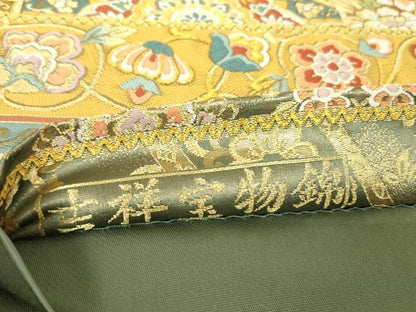 平和屋着物▼六通柄袋帯　吉祥宝物錦　金糸　正絹　逸品　DABH6056az