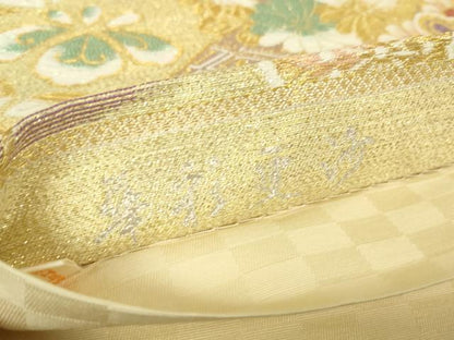 平和屋着物▼西陣　京洛苑たはら謹製　六通柄袋帯　華彩更紗　金糸　正絹　逸品　DABH6069az