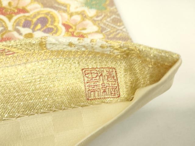 平和屋着物▼西陣　京洛苑たはら謹製　六通柄袋帯　華彩更紗　金糸　正絹　逸品　DABH6069az