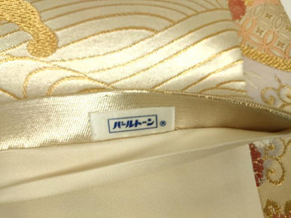平和屋着物▼六通柄袋帯　宝尽くし立波花文　金糸　正絹　逸品　DABH6070az