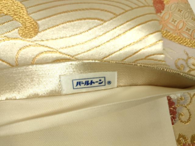 平和屋着物▼六通柄袋帯　宝尽くし立波花文　金糸　正絹　逸品　DABH6070az