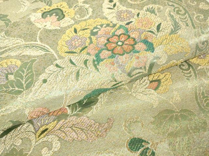 平和屋着物▼六通柄袋帯　更紗花文　金糸　正絹　逸品　DABH6089az