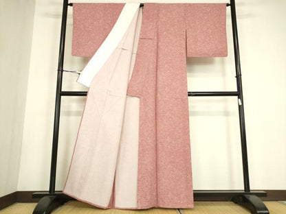 平和屋着物▽江戸小紋　単衣　花松楓文　正絹　逸品　DABH6094az