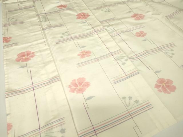 平和屋着物▽上質な紬　単衣　倭紬　手織　草花文　証紙付き　正絹　逸品　未使用　DABH6095az