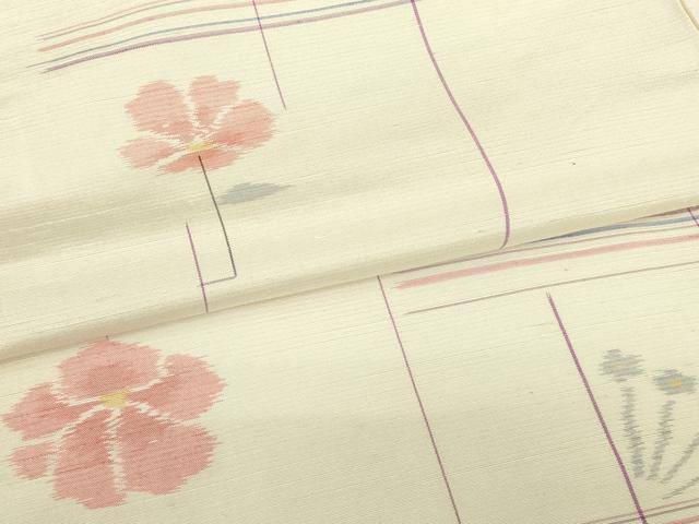 平和屋着物▽上質な紬　単衣　倭紬　手織　草花文　証紙付き　正絹　逸品　未使用　DABH6095az