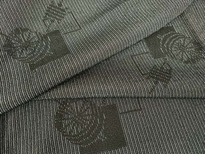 平和屋着物▽本塩沢　単衣　糸車文　正絹　逸品　DABH6096az