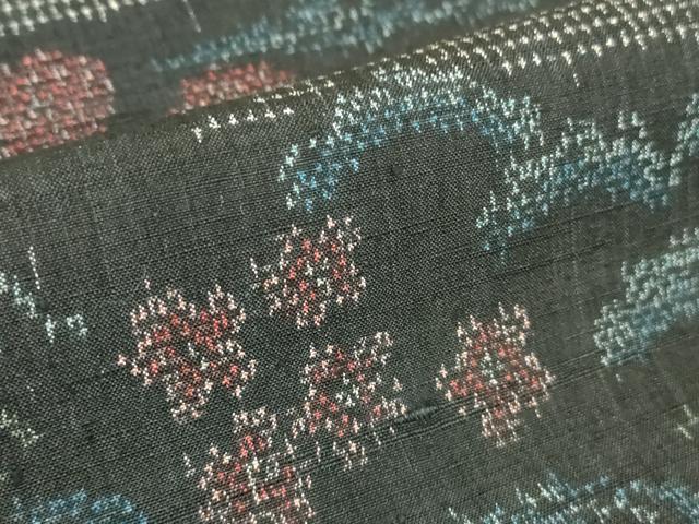 平和屋着物▽上質な紬　単衣　流水花文　正絹　逸品　DABH6097az
