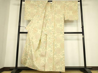 平和屋着物▽本場大島紬　単衣　草花文　正絹　逸品　DABH6098az