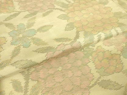 平和屋着物▽本場大島紬　単衣　草花文　正絹　逸品　DABH6098az