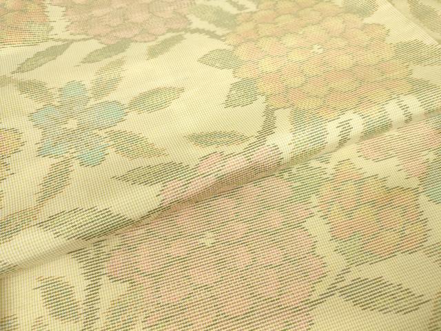 平和屋着物▽本場大島紬　単衣　草花文　正絹　逸品　DABH6098az