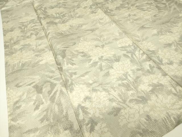 平和屋着物▽上質な紬　単衣　牡丹文　正絹　逸品　DABH6099az