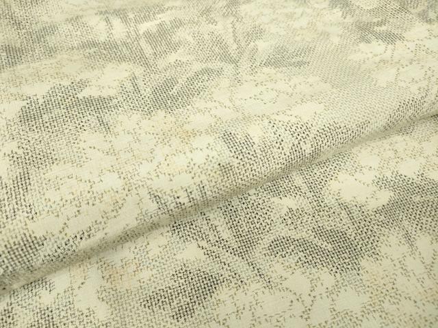 平和屋着物▽上質な紬　単衣　牡丹文　正絹　逸品　DABH6099az