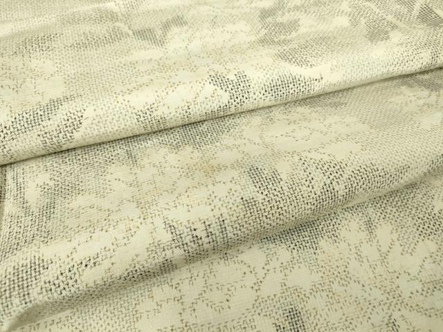 平和屋着物▽上質な紬　単衣　牡丹文　正絹　逸品　DABH6099az