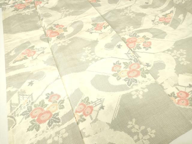 平和屋着物▽上質な紬　単衣　籬花文　正絹　逸品　DABH6102az