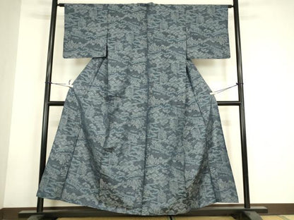 平和屋着物▽本場大島紬　単衣　流水松文　正絹　逸品　DABH6103az
