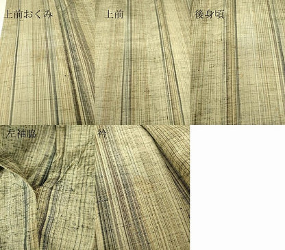 平和屋着物▽上質な紬　単衣　縞　正絹　逸品　DABH6105az