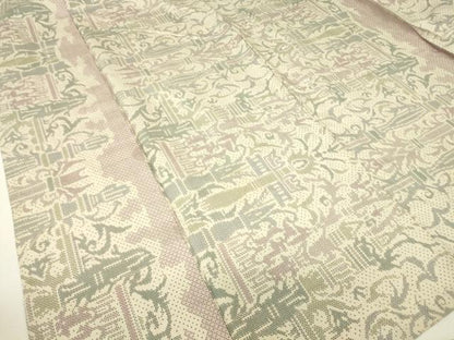 平和屋着物▽本場大島紬　白大島　単衣　7マルキ　更紗文様　正絹　逸品　DABH6106az