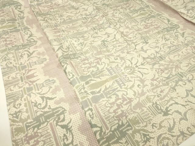 平和屋着物▽本場大島紬　白大島　単衣　7マルキ　更紗文様　正絹　逸品　DABH6106az