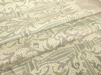平和屋着物▽本場大島紬　白大島　単衣　7マルキ　更紗文様　正絹　逸品　DABH6106az