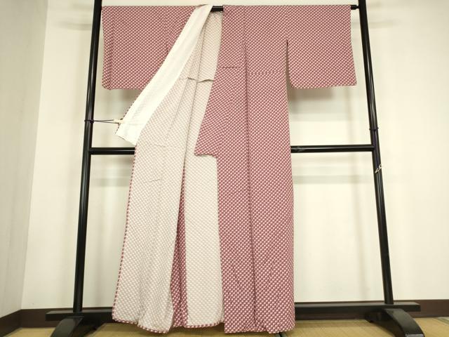 平和屋着物▽江戸小紋　単衣　小花文　正絹　逸品　DABH6108az