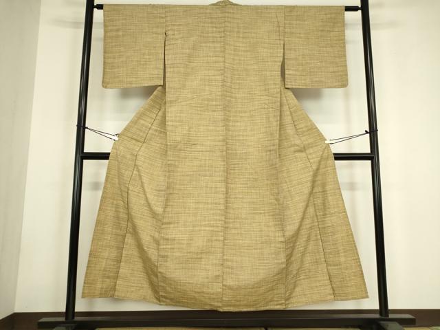 平和屋着物▽上質な紬　単衣　花織　格子　正絹　逸品　DABH6110az