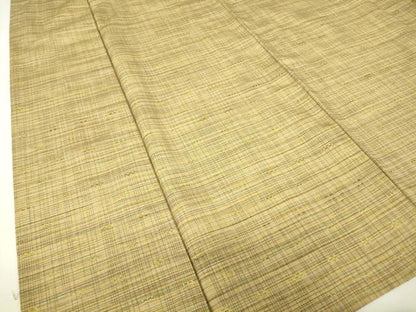 平和屋着物▽上質な紬　単衣　花織　格子　正絹　逸品　DABH6110az