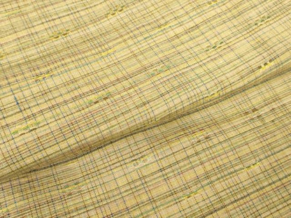 平和屋着物▽上質な紬　単衣　花織　格子　正絹　逸品　DABH6110az