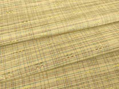 平和屋着物▽上質な紬　単衣　花織　格子　正絹　逸品　DABH6110az