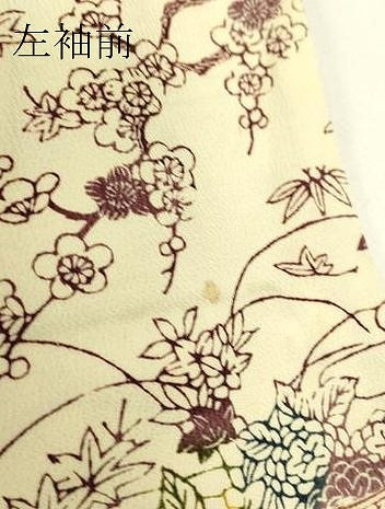 平和屋着物▽上質な小紋　単衣　型染　風景花文　正絹　逸品　DABH6114az