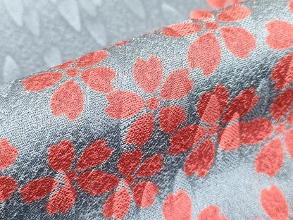 平和屋着物▽上質な小紋　単衣　舞桜文　正絹　逸品　DABH6116az