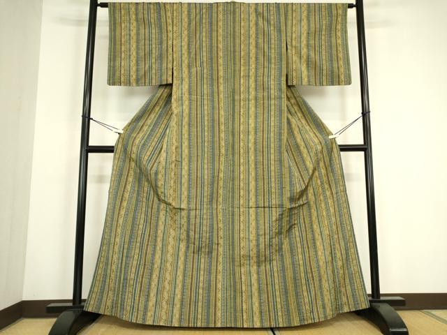 平和屋着物▽上質な紬　単衣　花間道　正絹　逸品　DABH6117az