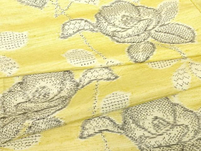 平和屋着物▽上質な紬　単衣　枝花文　正絹　逸品　DABH6118az