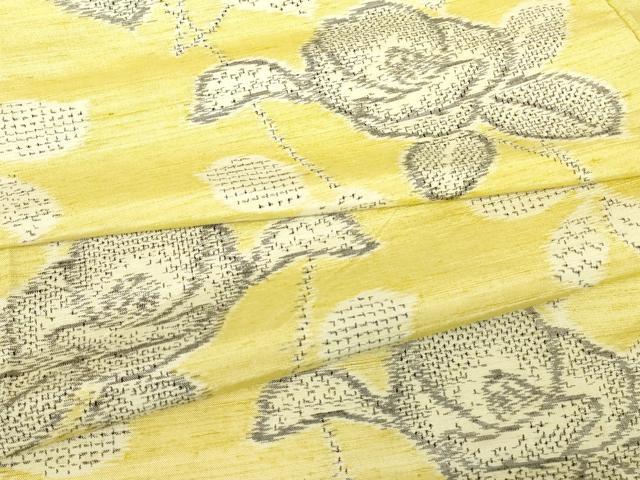 平和屋着物▽上質な紬　単衣　枝花文　正絹　逸品　DABH6118az
