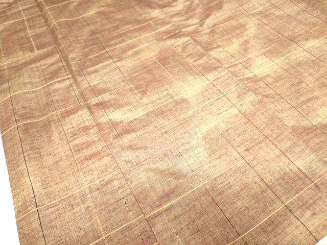 平和屋着物▽上質な紬　単衣　格子　正絹　逸品　DABH6120az