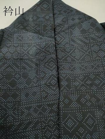 平和屋着物▽上質な紬　単衣　幾何学柄　正絹　逸品　DABH6125az