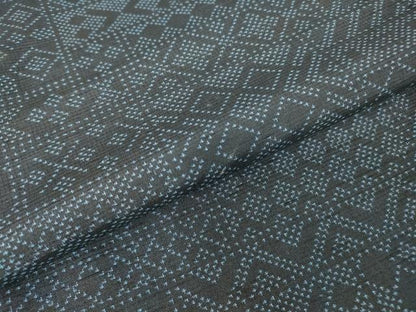 平和屋着物▽上質な紬　単衣　幾何学柄　正絹　逸品　DABH6125az