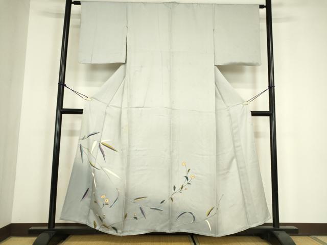平和屋着物▽訪問着　単衣　草花文　手描き　暈し染め　正絹　逸品　DABH6136az