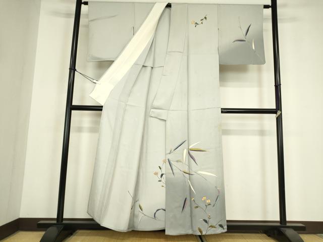 平和屋着物▽訪問着　単衣　草花文　手描き　暈し染め　正絹　逸品　DABH6136az