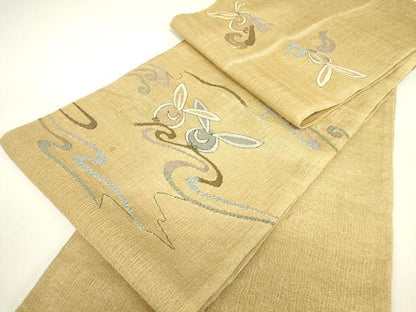 平和屋着物＊夏物　明綴れ　太鼓柄袋帯　兎　金糸　正絹　逸品　DABH6139az