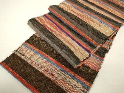平和屋着物▼半幅帯　先織　横段文　単帯　正絹　逸品　DABH6171az