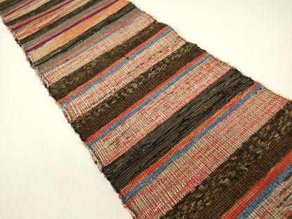 平和屋着物▼半幅帯　先織　横段文　単帯　正絹　逸品　DABH6171az
