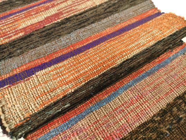 平和屋着物▼半幅帯　先織　横段文　単帯　正絹　逸品　DABH6171az