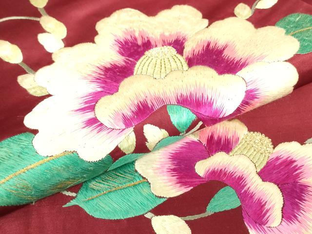 平和屋着物●アンティーク　大正ロマン　中国三大刺繍　相良刺繍　九寸名古屋帯　総手刺繍　草花文　金糸　正絹　逸品　DABH6174az