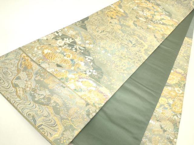 平和屋着物▼六通柄袋帯　地紙花文　金銀糸　正絹　逸品　DABH6178az