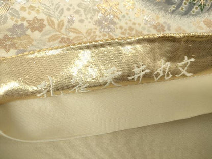 平和屋着物▼六通柄袋帯　孔雀天井丸文　金銀糸　正絹　逸品　DABH6250az